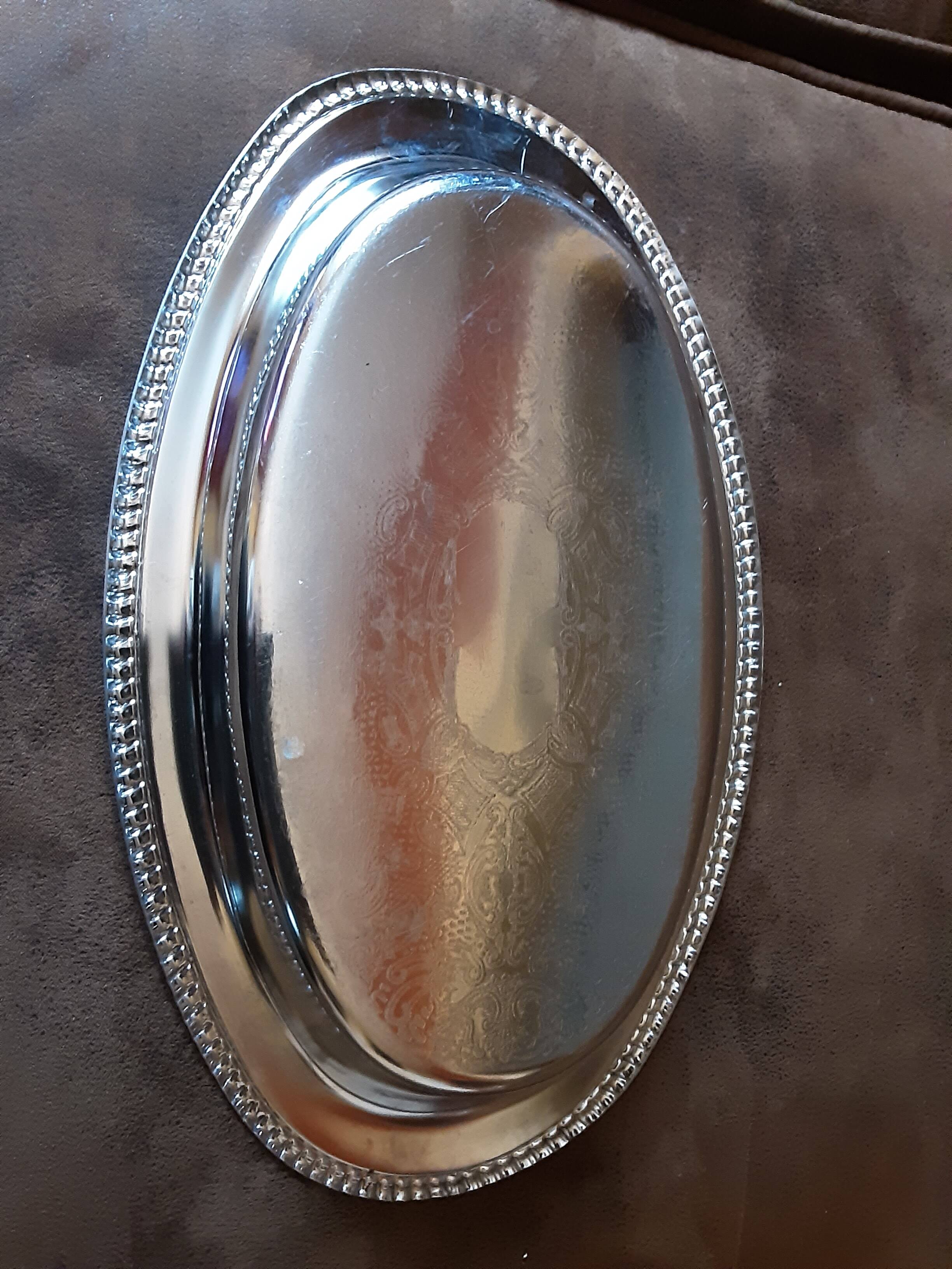 Large oval metal platter