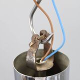 Art Deco chrome and sandblasted glass chandelier, Czechoslovakia, 1940s