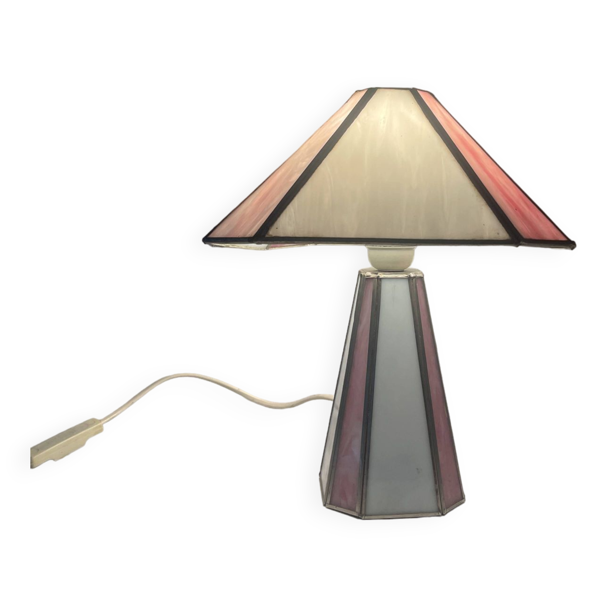 White and pink glass paste lamp