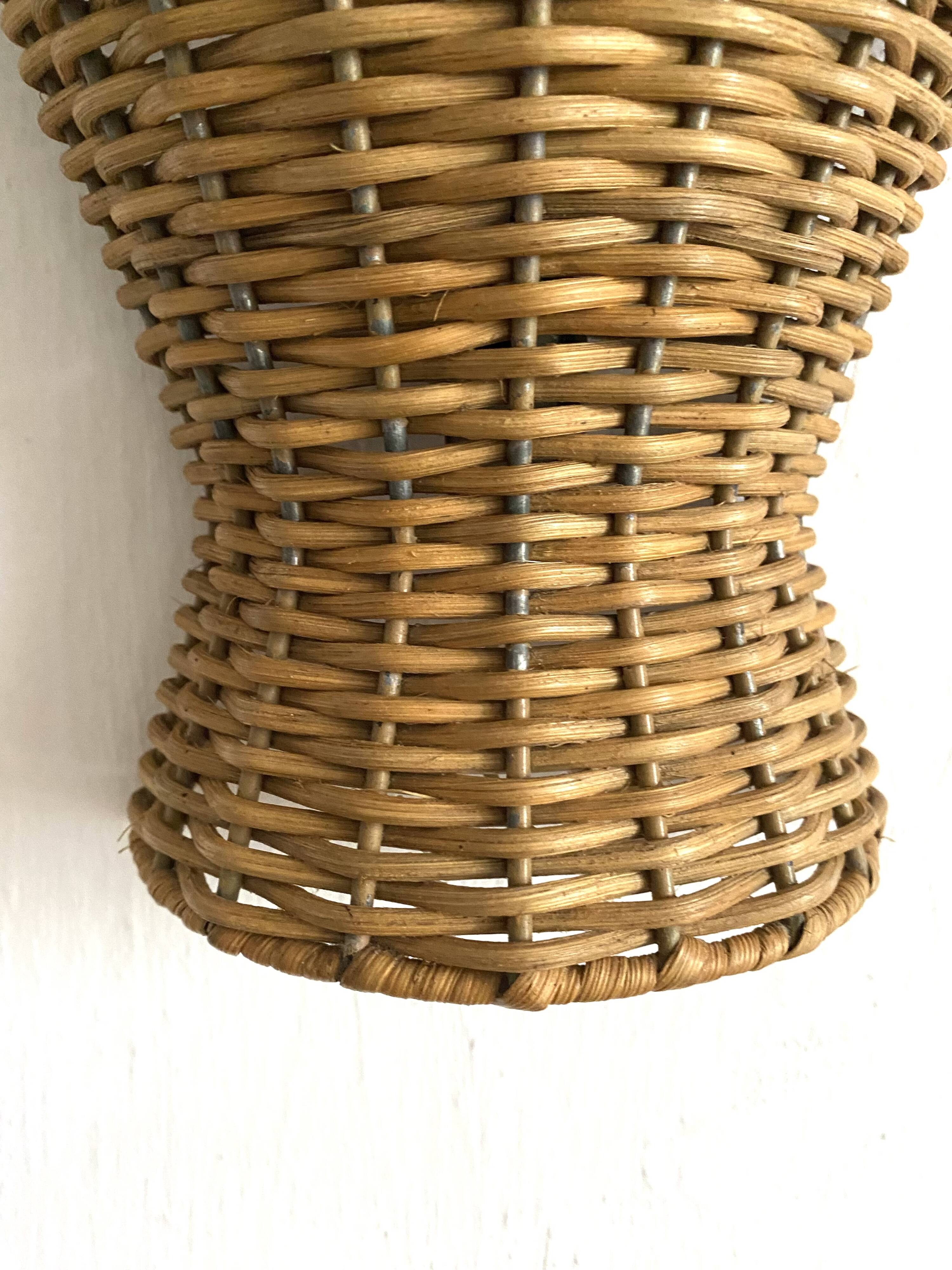 Pair of 60s rattan wall lights