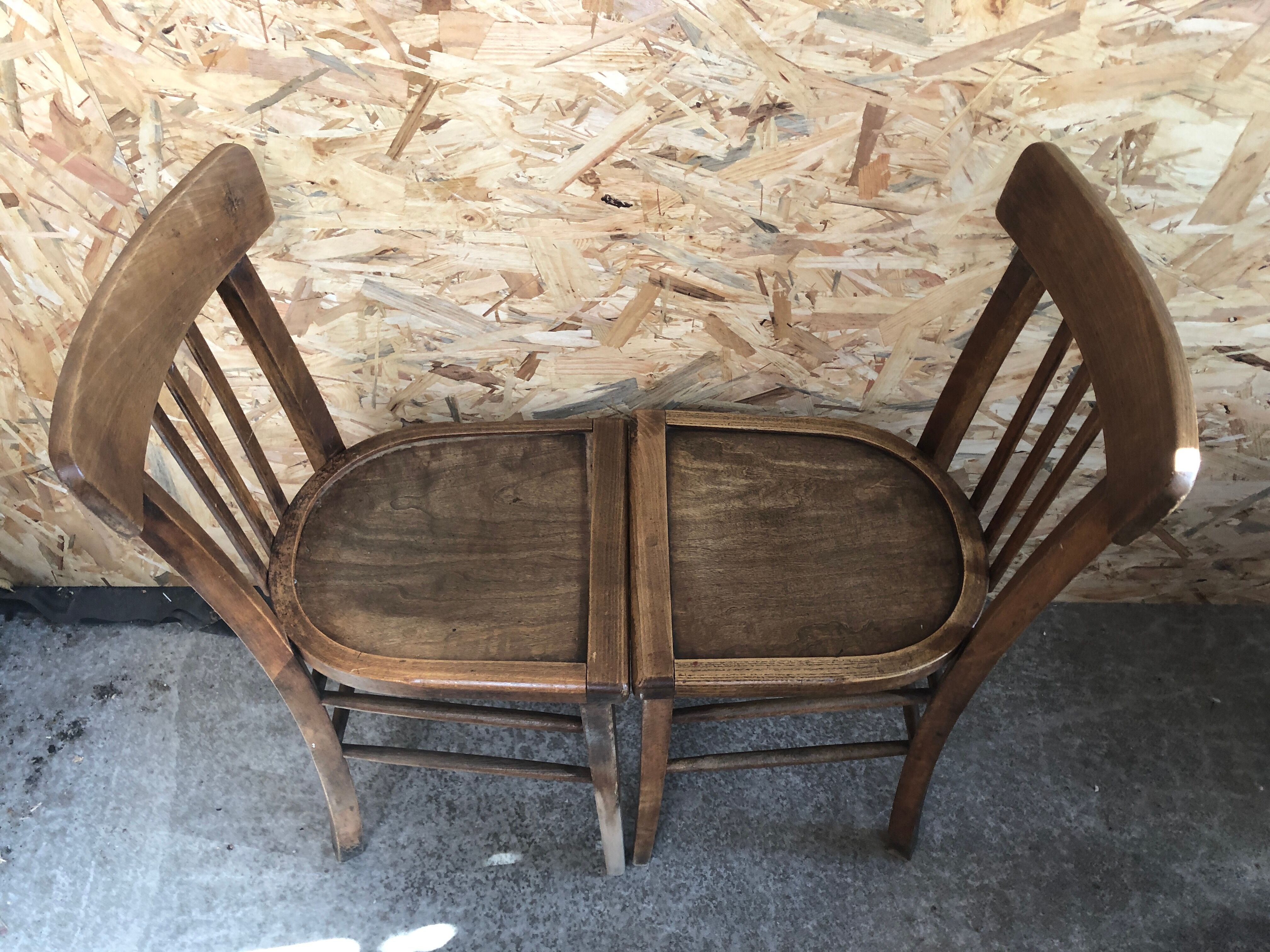 Pair chair bistro vintage wood
