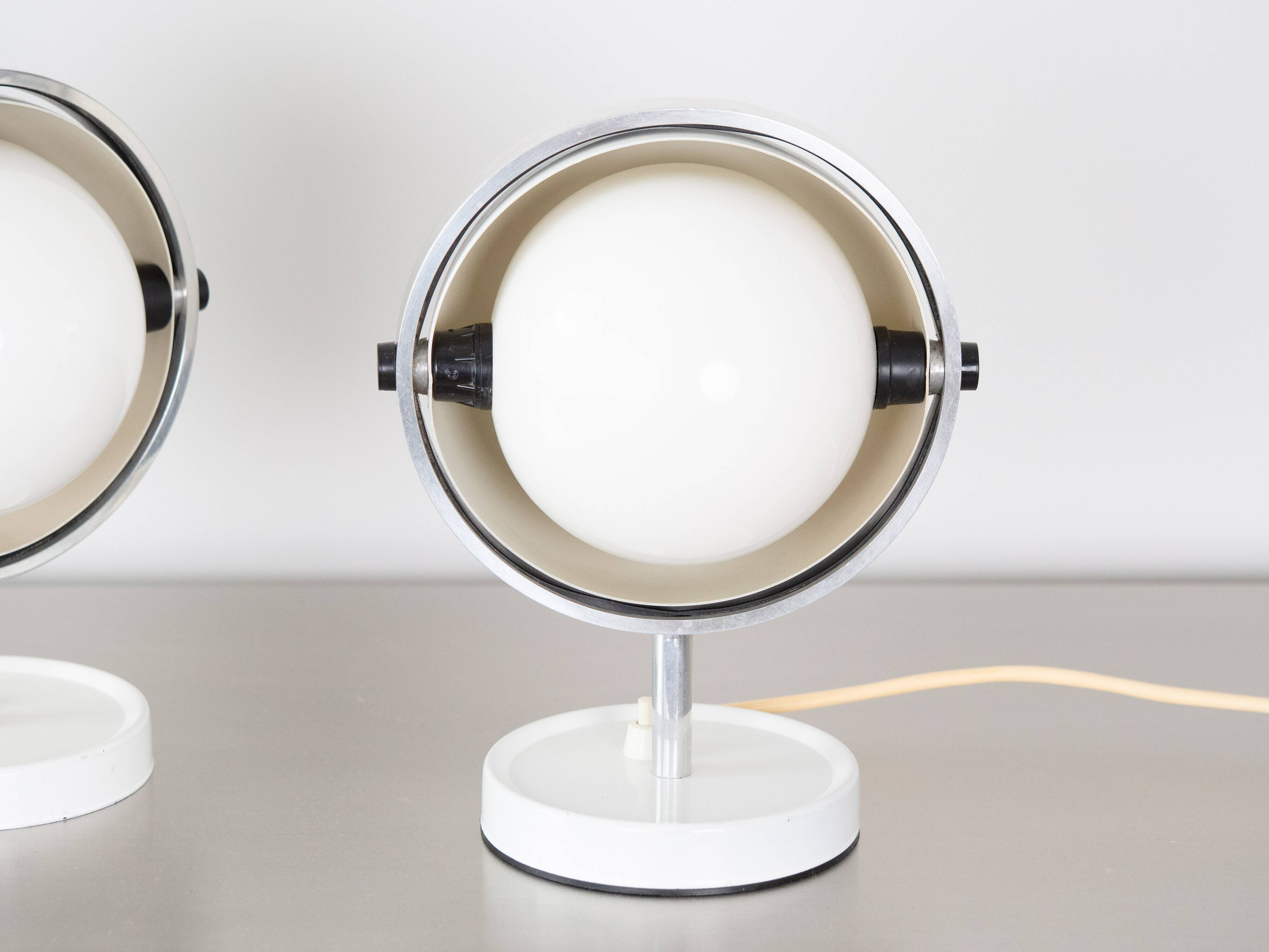 Pair of 2 very rare Moonlight table lamps/duo by Flemming Brylle, 1960s.