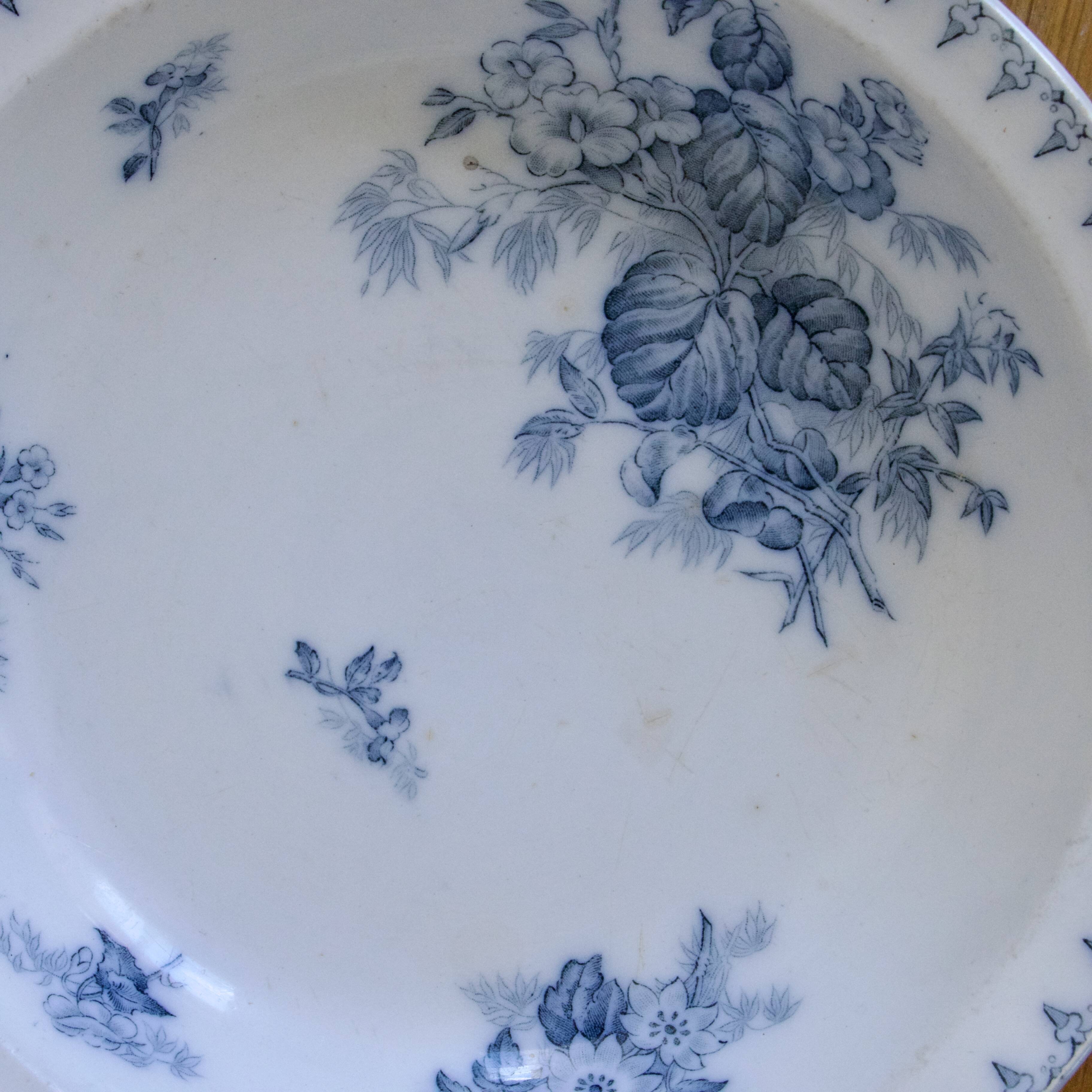 Shallow dish 19th century ironstone Sarreguemines Flore collection