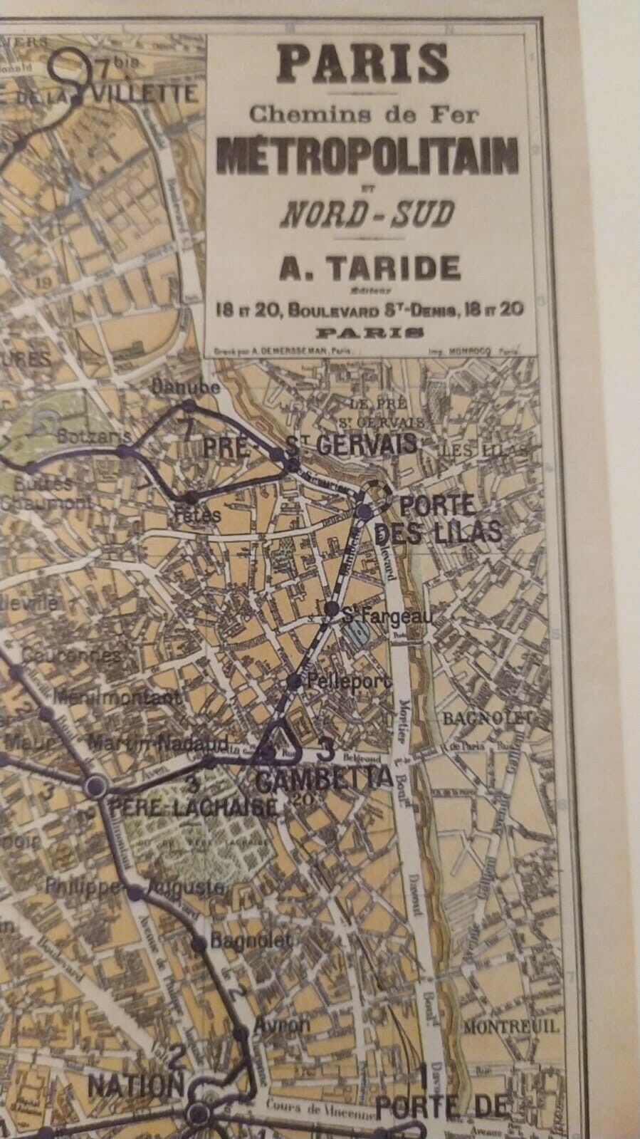 Plan of the Paris metro in 1920