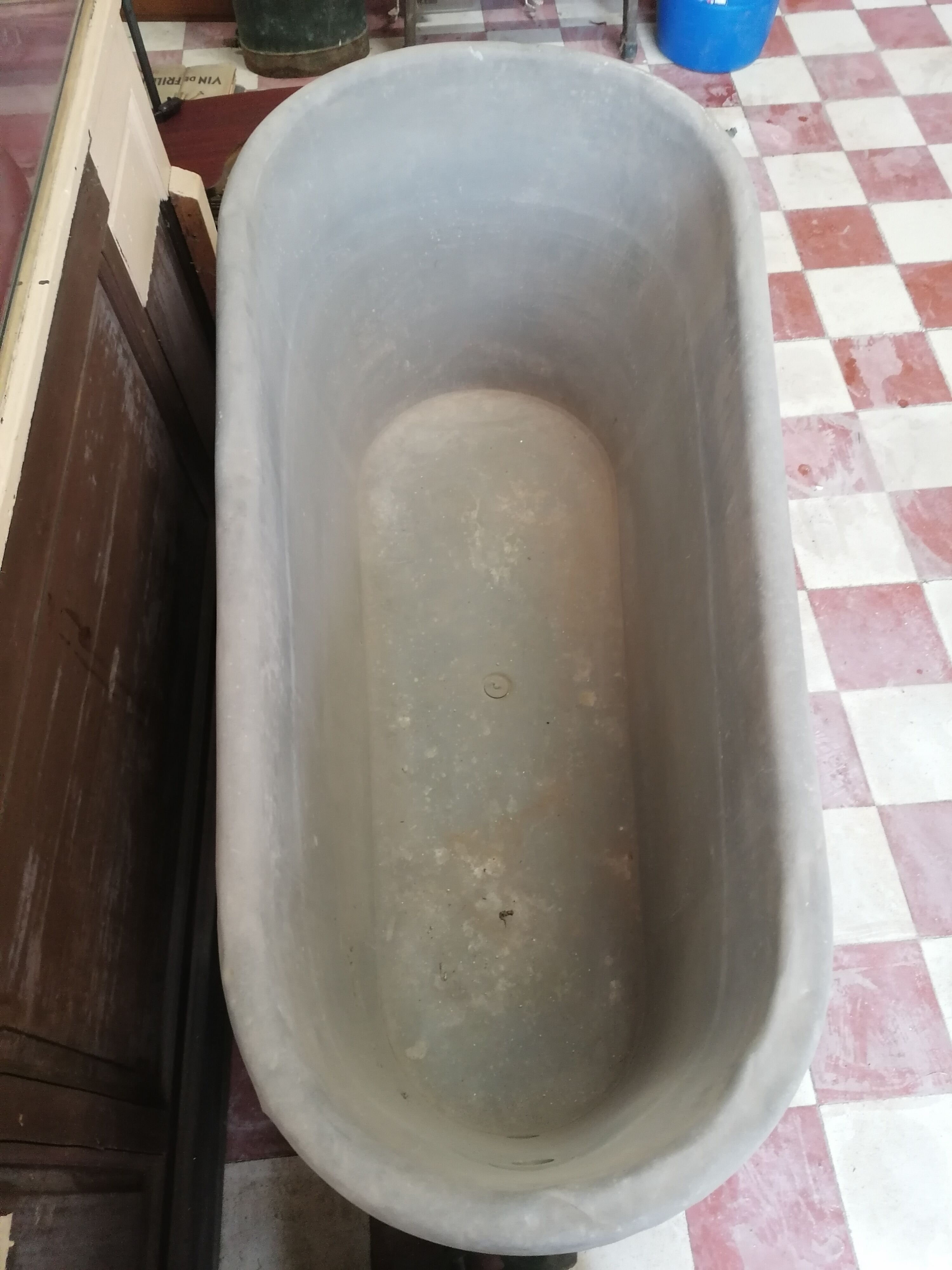 old bathtub with its stove