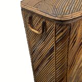 Vintage pencil split reed rattan bamboo wicker chest, 1930s-1950s