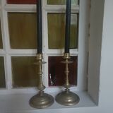 Pair of chiselled candlesticks