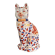 Ancient Sculpture Cat Family Green Porcelain Peony China Chinese Japan