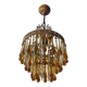 Vintage chandeliers with amber glass tassels and drops