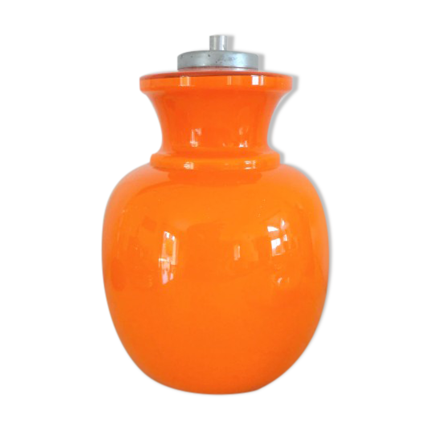 Ceiling lamp orange glass, opaline glass, year 1970s