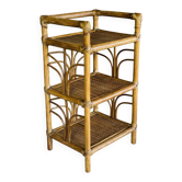 Vintage three-tiered shelf on legs, Bamboo, Rattan, Wicker circa 1970s