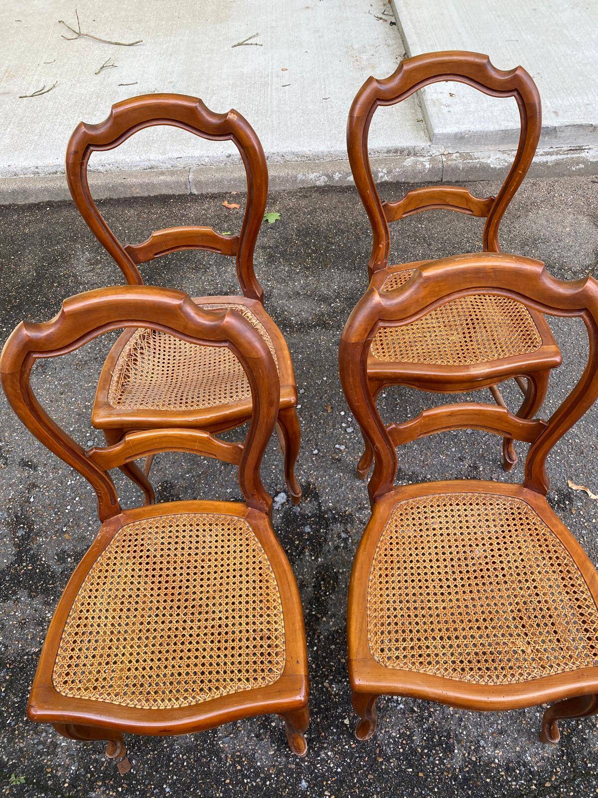 4 Louis Philippe caned dining chairs from the 19th century
