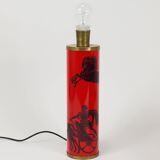 Piero Fornasetti Grande table lamp Bighe red and black mid-century, Italy, 1950s