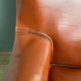 Cognac leather Cab lounge chair by Mario Bellini, 1970s