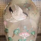 Antique Japanese vase in ceramic with floral and bird decoration, 19th century.