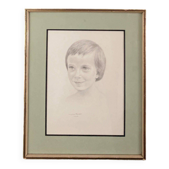 Drawing portrait of a child by Maurice Baudet Nantes 20th century