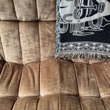 2-seater armchair in fawn velvet, Steiner edition 1970