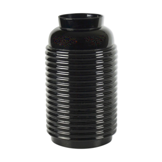 Modernist art deco vase in black glass