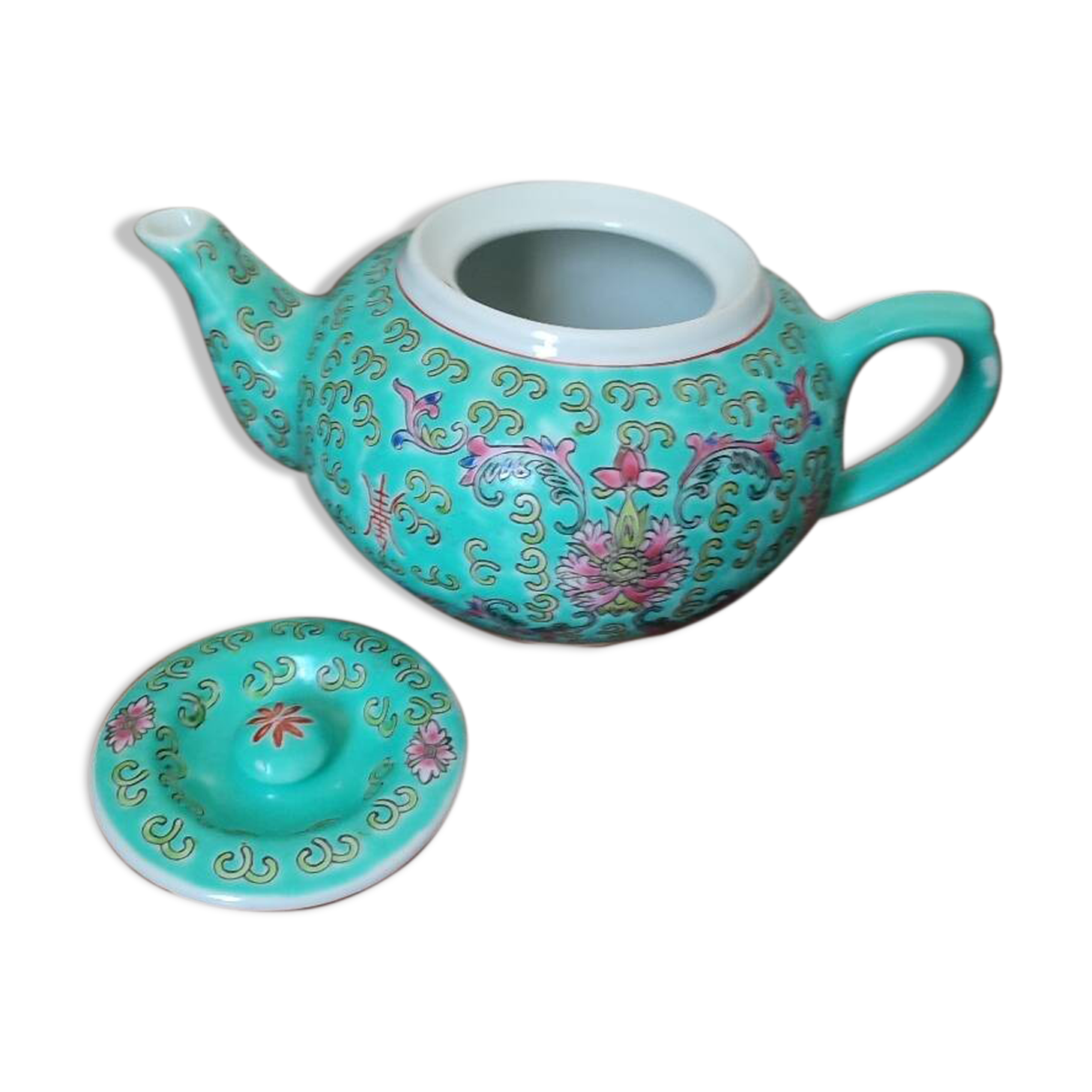 Vintage Min Shou Porcelain teapot turquoise
