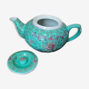 Théière vintage en porcelaine turquoise