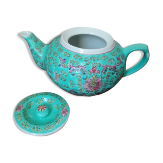 Théière vintage en porcelaine turquoise