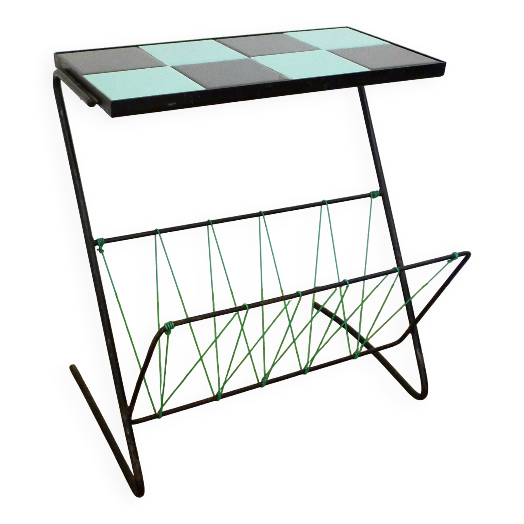 Damier magazine rack trolley