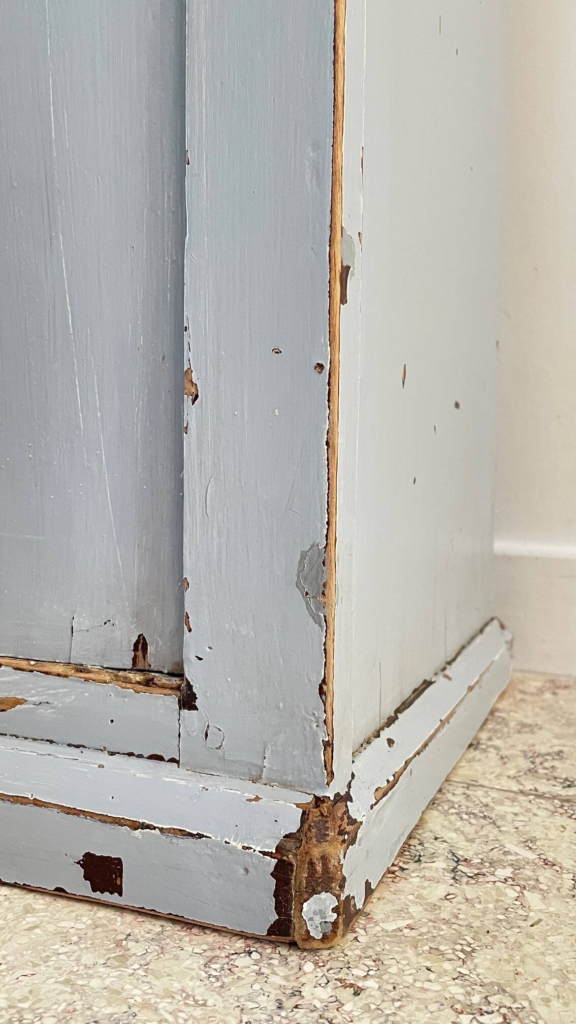 Antique Bedside Table in Weathered Grey Wood
