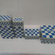 Series of 4 metal boxes, blue and white lustucru decoration