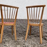 Pair of blue and red Scandinavian chairs