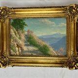Oil on panel, landscape, Louis XVI style frame, early 20th century