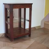 Shelf-Display case-with mirror & glass-Empire style-Walnut stain-1 drawer