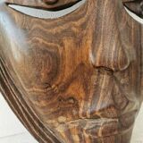 Masque en bois africain sculpté à la main vintage : décoration murale tribale