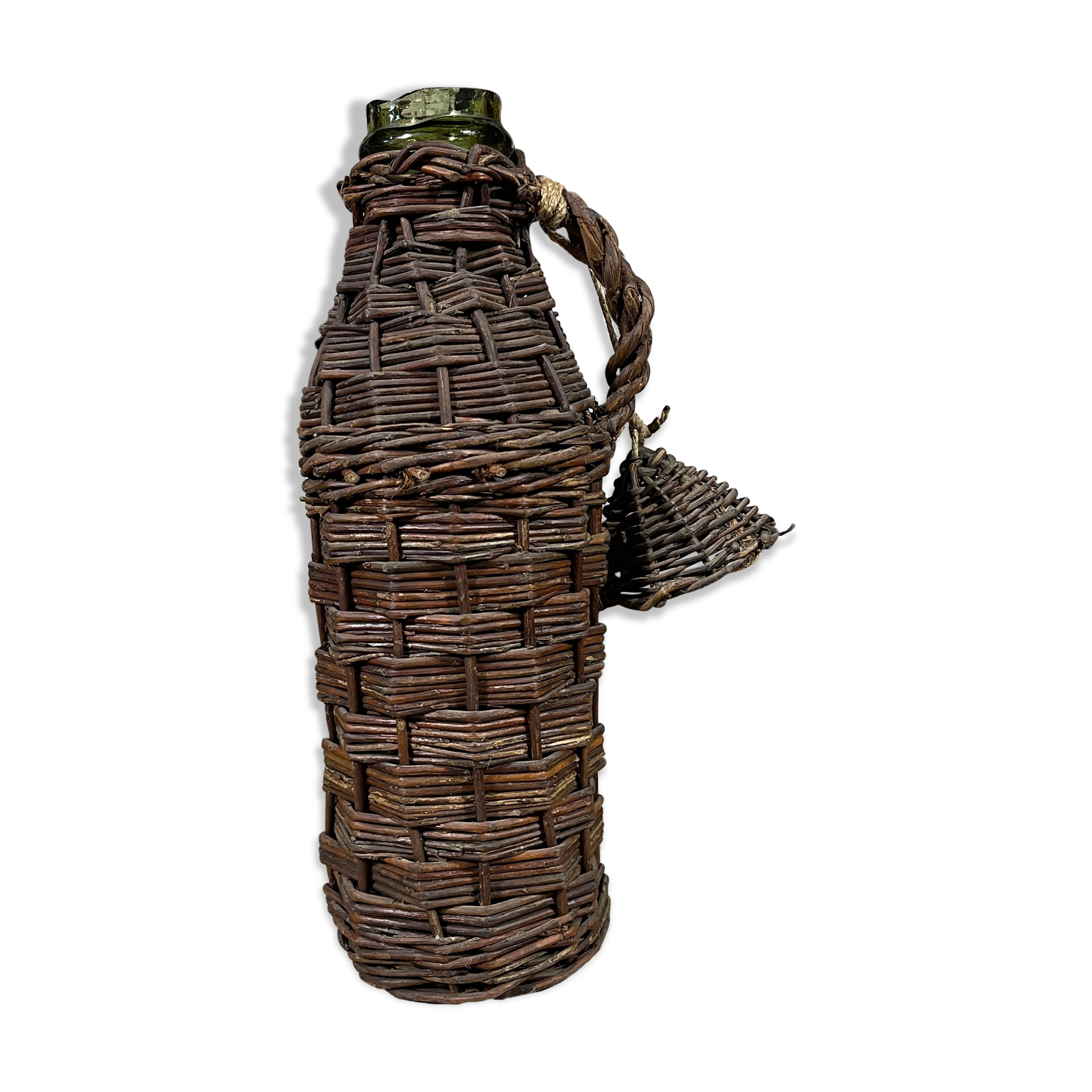 Green wicker bottle