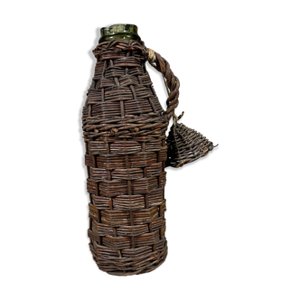 Green wicker bottle