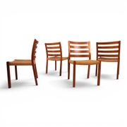 Niels Otto Møller Model 408, Set of 4 Teak Papercord Dining Chairs for J.L.