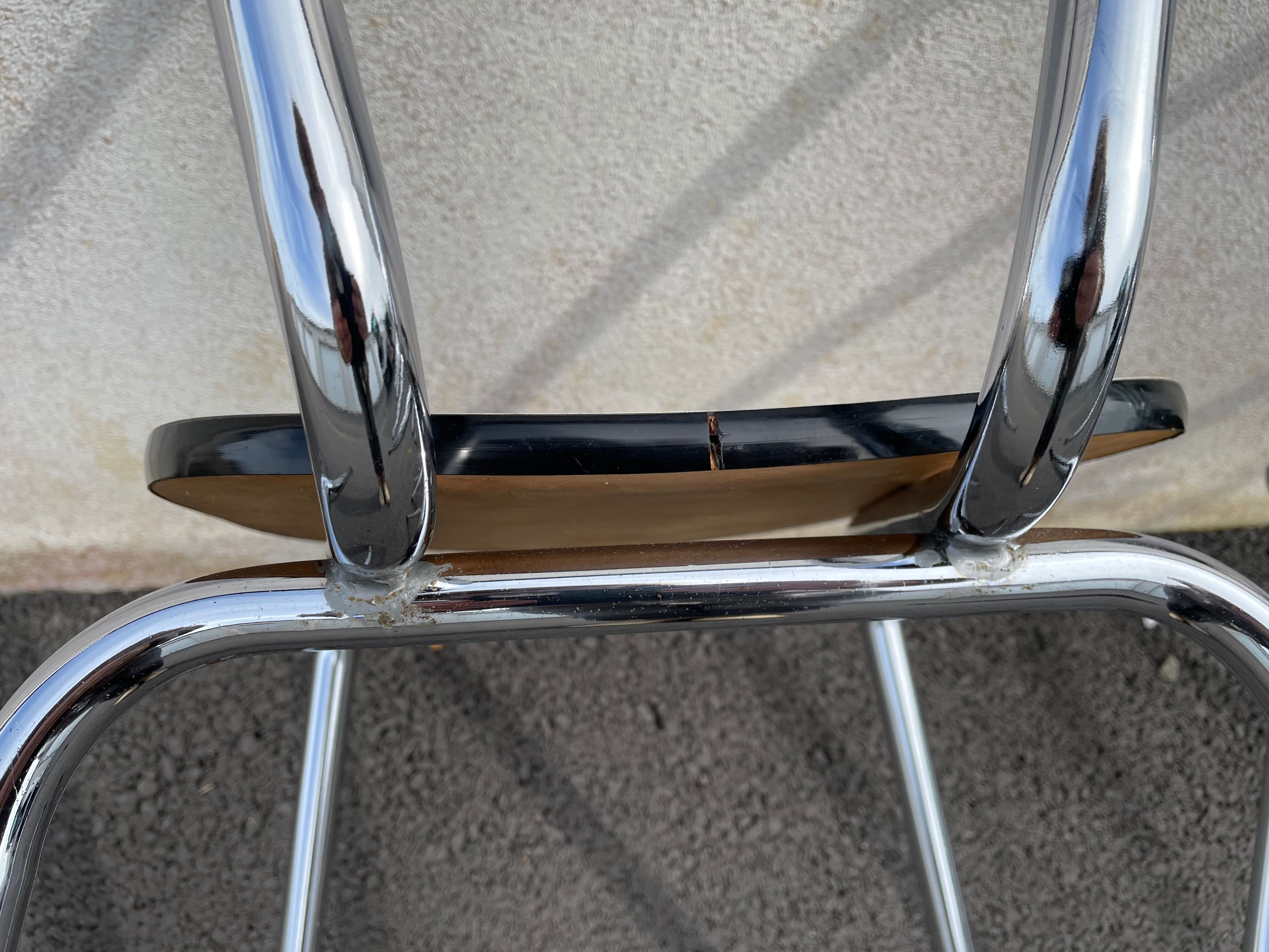 Black marbled formica chairs