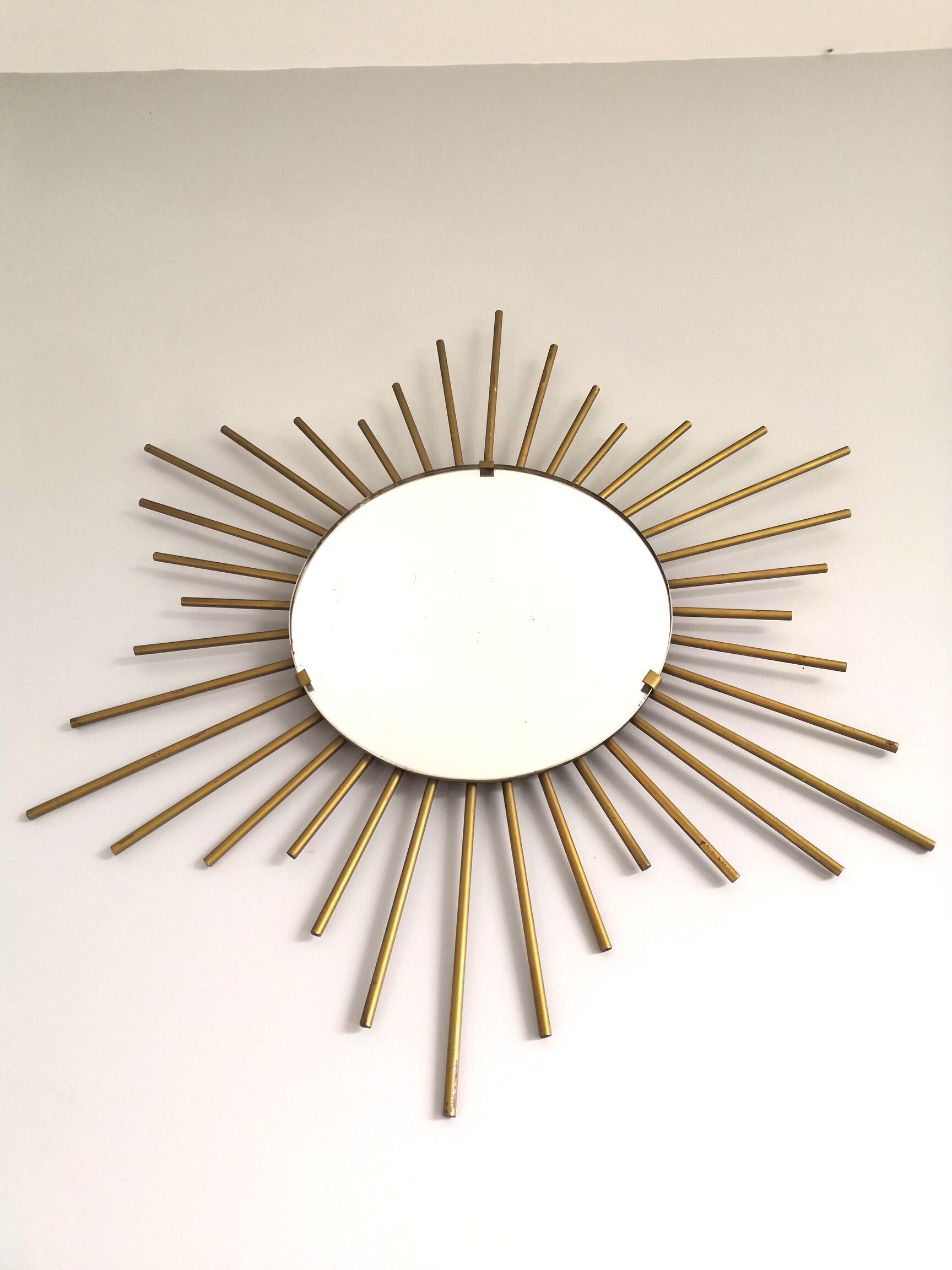 Miroir soleil acier design années 70