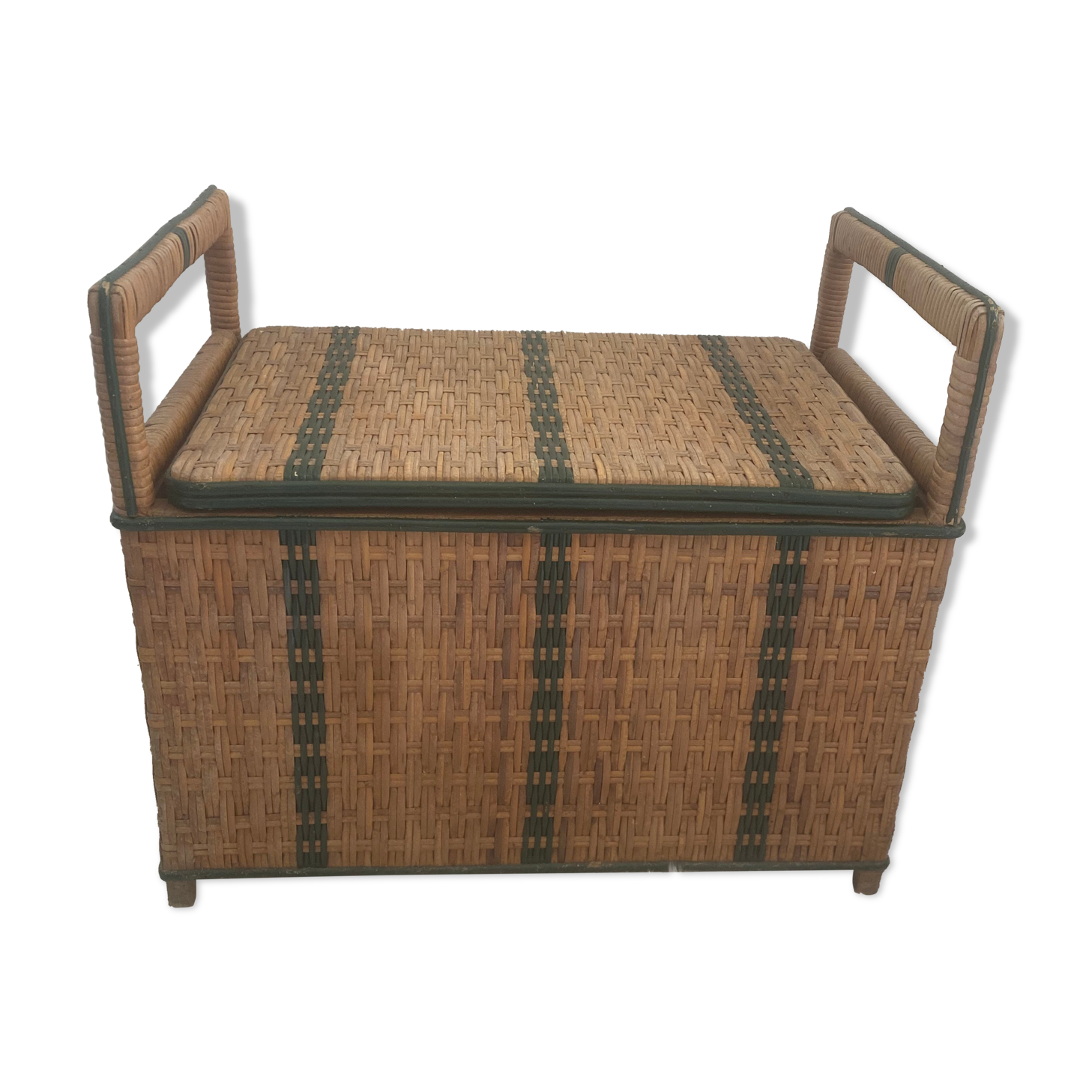Vintage rattan bench chest