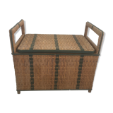 Vintage rattan bench chest
