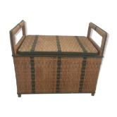 Coffre banc en rotin vintage
