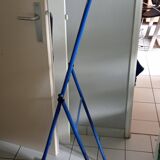 Adjustable mirror on vintage blue tubular structure stand