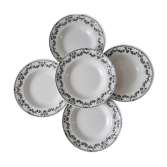 Lot de 5 assiettes creuses Badonvillier modèle Champagne