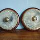 Lot de deux plafonniers en verre et laiton vintage