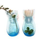 Vase à jacinthe bleu x 2