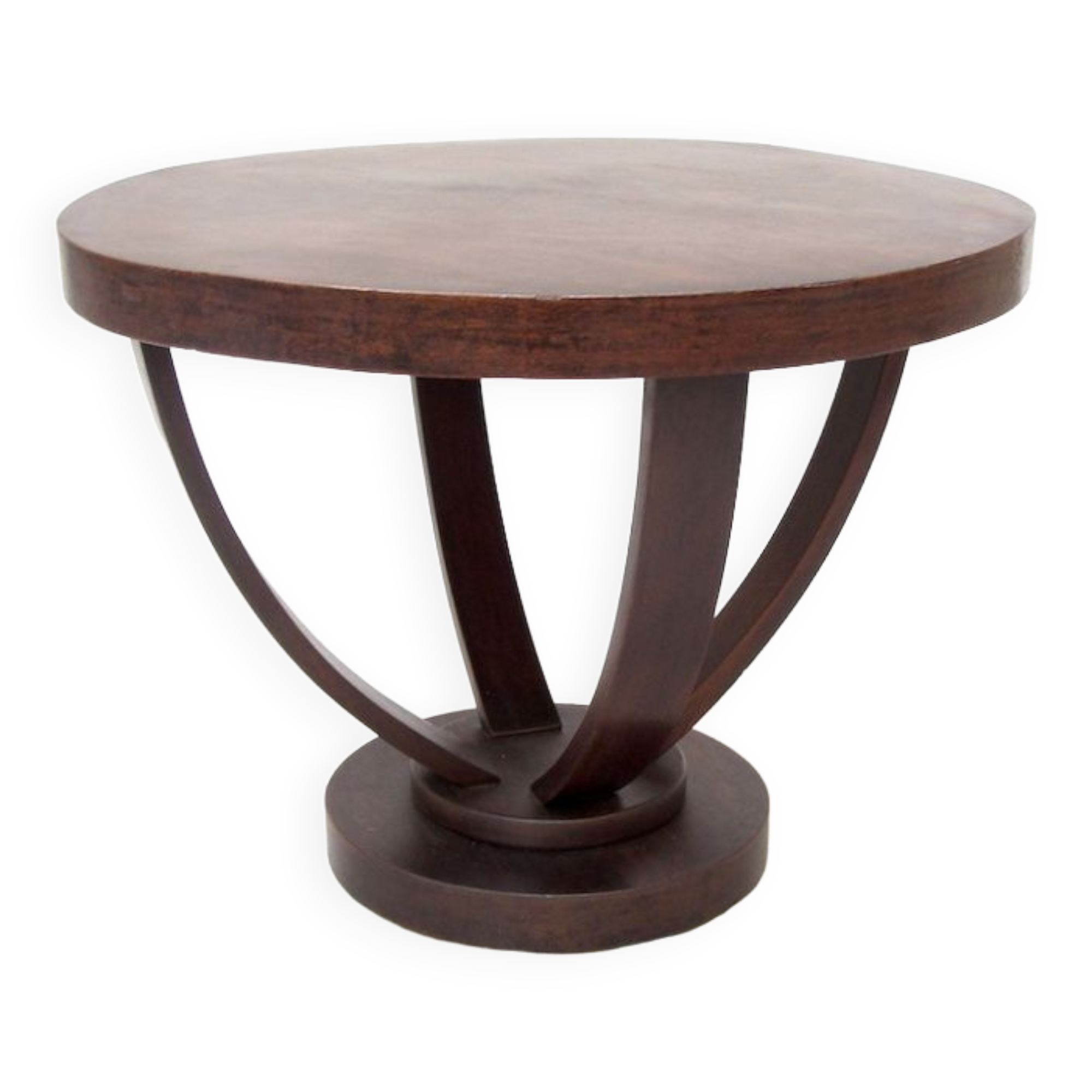 1930 wooden coffee table, double lyre foot