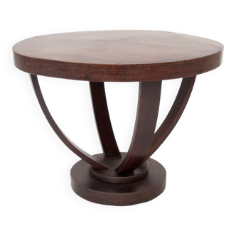 1930 wooden coffee table, double lyre foot