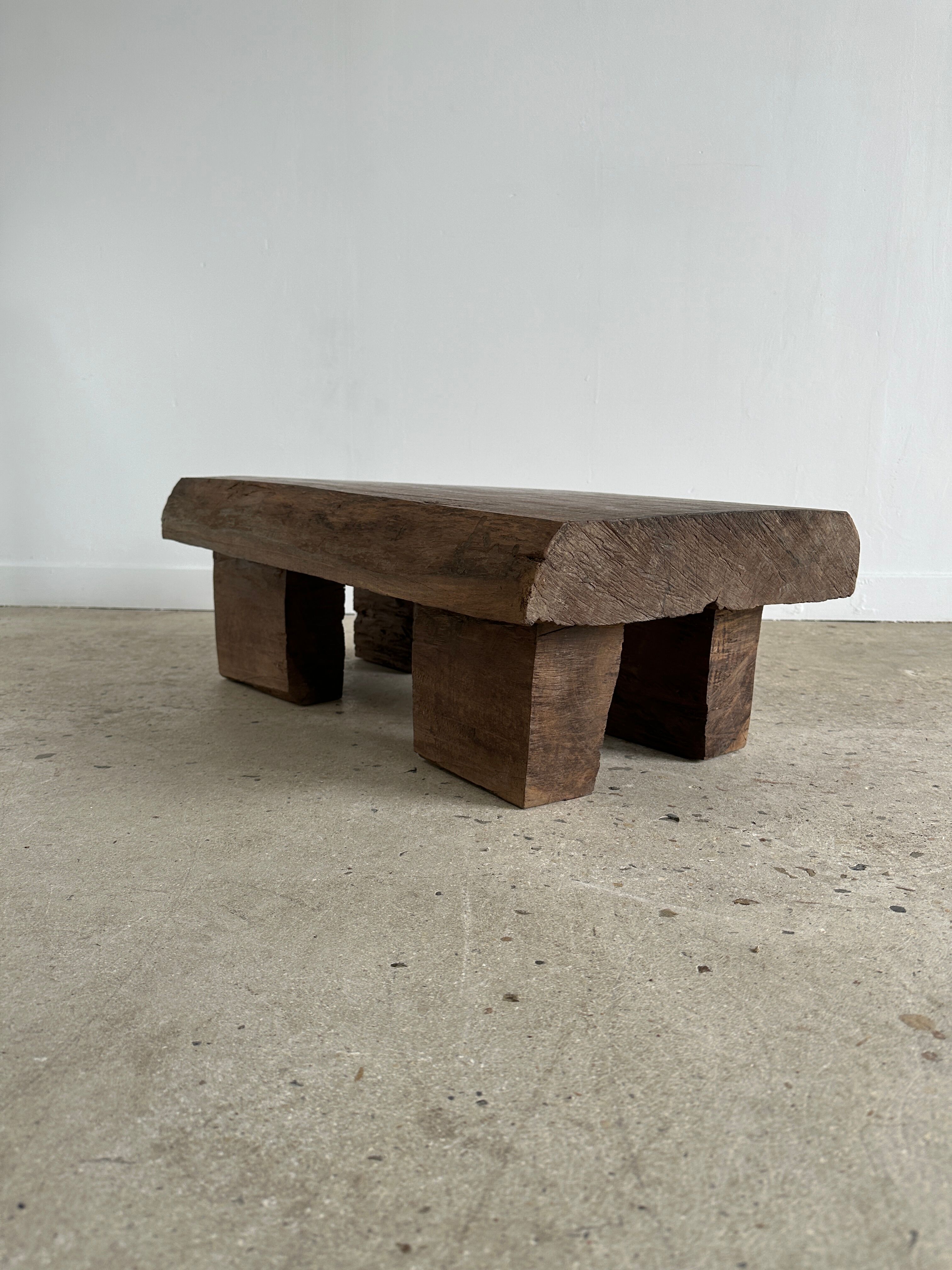 Asian solid wood quadripod brutalist coffee table H30 L81 l42