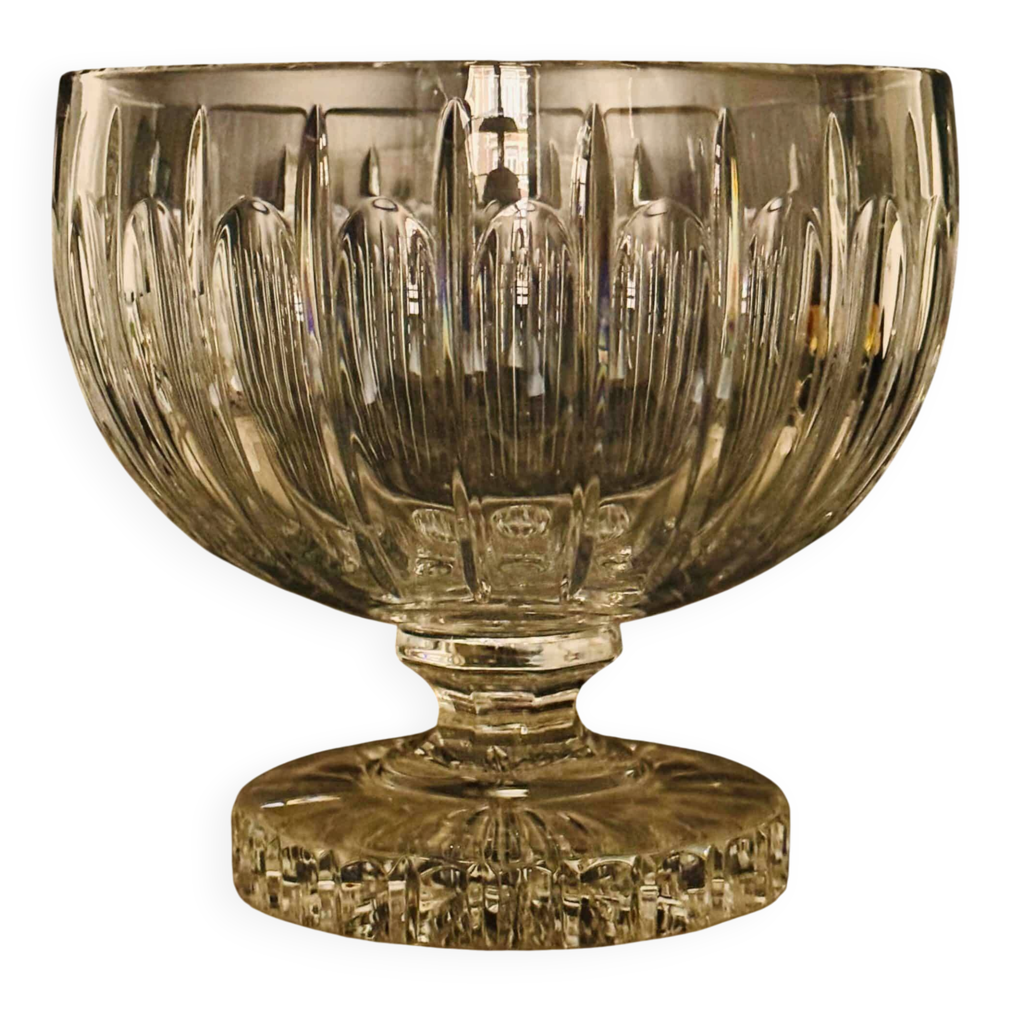 Large cut crystal bowl on a stand