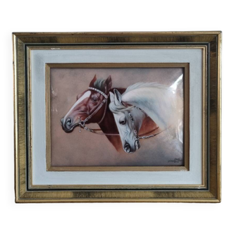 Tableau de Camille Fauré "Les Chevaux" N⁰1/8 - Emailleur Limoges 1874-1956