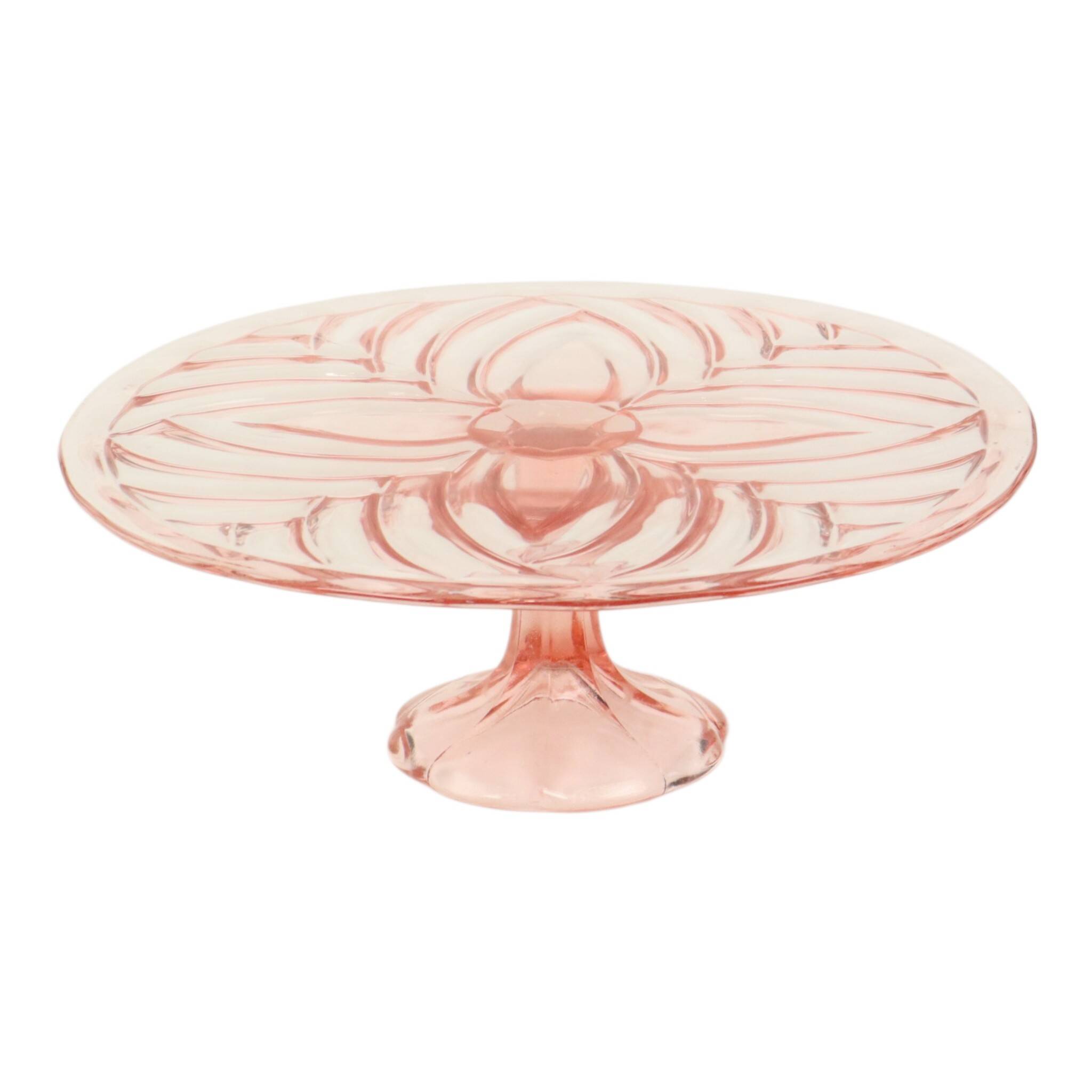 Pink Art Deco Cake Plate Pastry Dish Val Saint Lambert 34cm